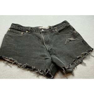 Levi's 550 Relaxed Fit Cut Off Denim Shorts Black Distressed 10 Casual women's